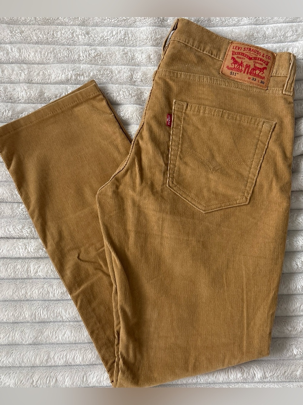 Levi's 511 Slim Fit Corduroy Pants Mens 33x30 Tan Camel Cords Casual